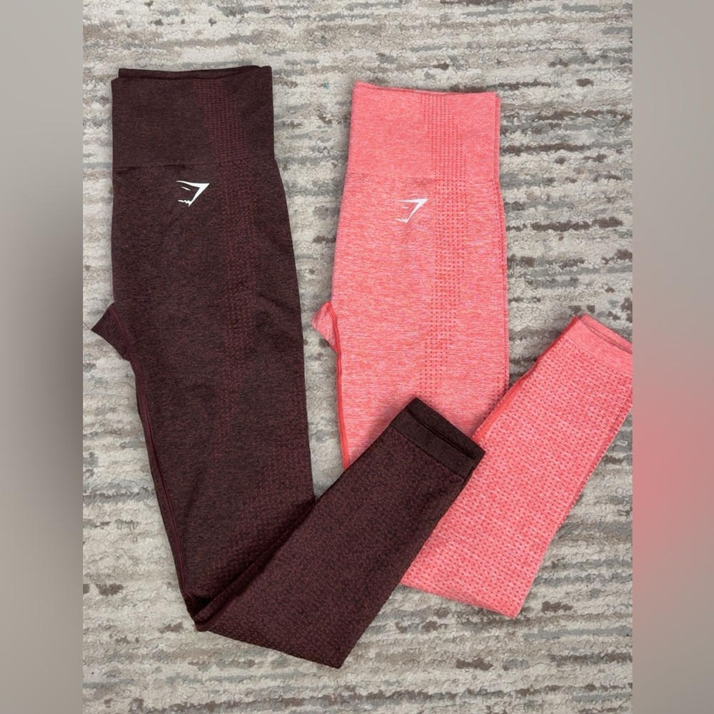 Gymshark Coral and Chocolate Leggings Duo